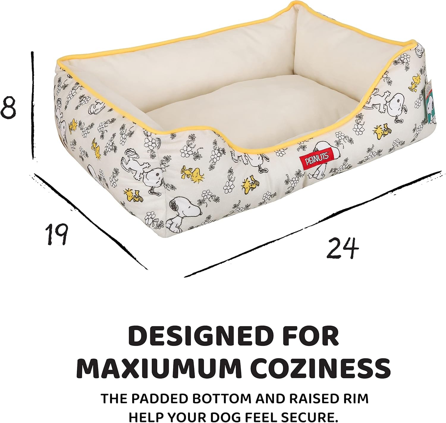 Peanuts Snoopy & Woodstock Cuddler Dog Bed, 24" X 19" X 8"