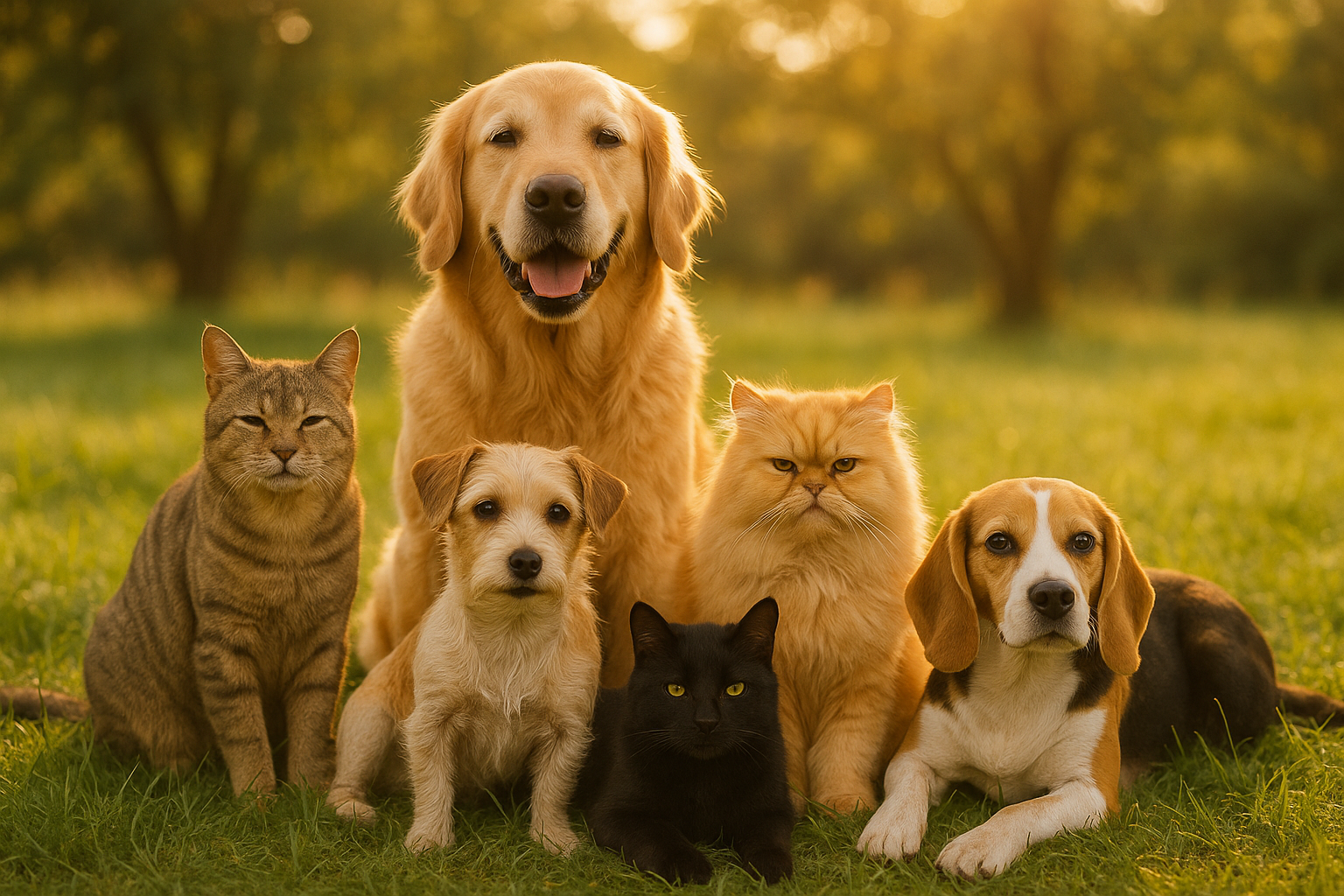 Group of cats and dogs